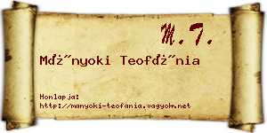 Mányoki Teofánia névjegykártya